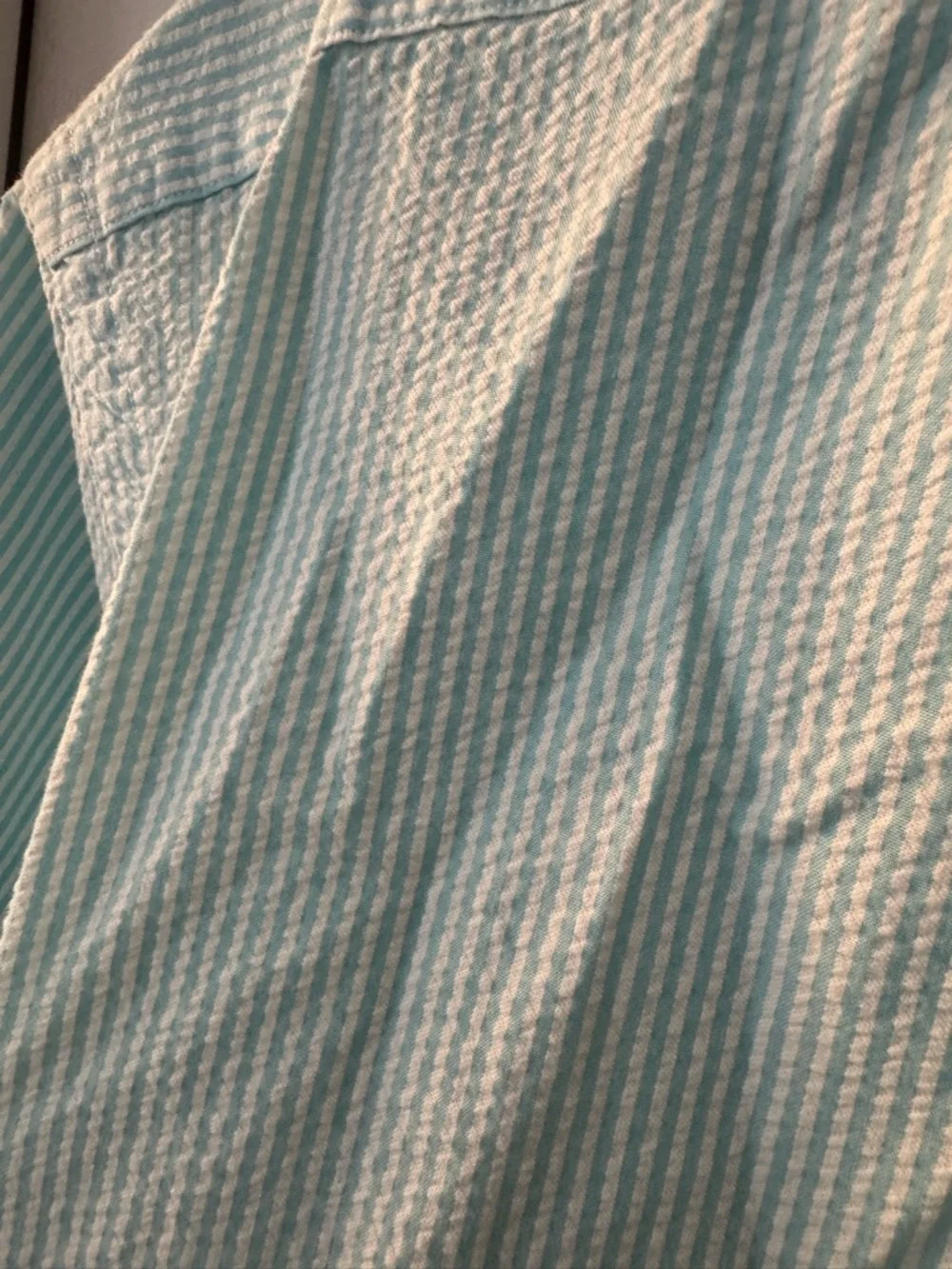 Ralph Lauren Green Striped Seasucker Short Sleeve Button Down Shirt Size L - Picture 5 of 6